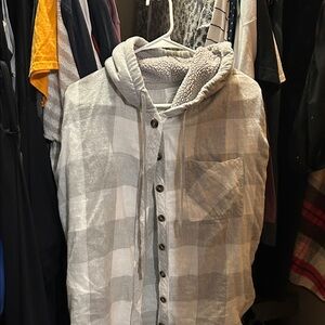 Maurices Gray Plaid Hooded Jacket